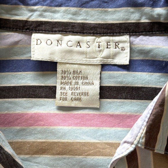 Doncaster Vintage Silk Blend Striped Button Up Shirt Multi Color Sz  S - Picture 7 of 11